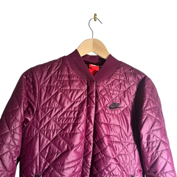 Nike Quilted Bomber Jacket Full Zip Sportswear Casual Women's Size Small - Picture 2 of 5